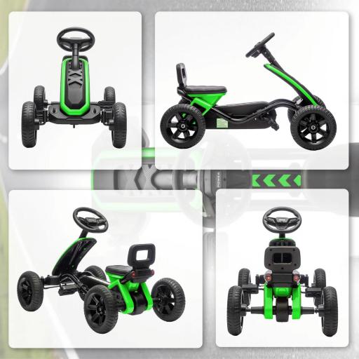 Kart Pedales con Ruedas Antideslizantes de EVA Marco Metálico Carga 30 kg para Niños y Niñas de 2-5 Años Verde [5]