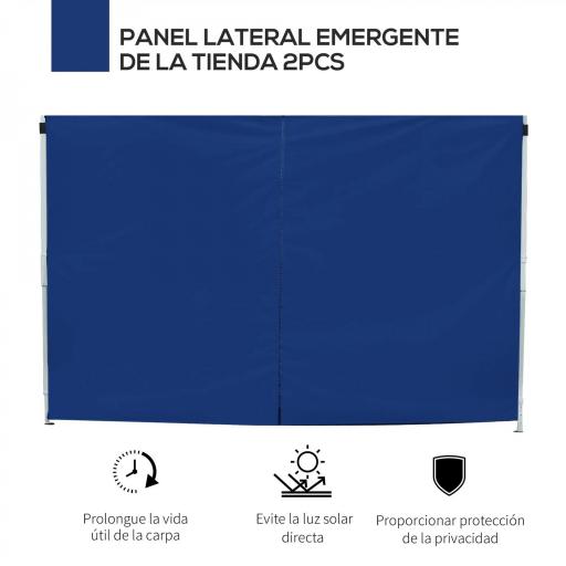  2 Paredes Laterales para Carpas de 3 x 3 m/3 x 6 m, 300x200 cm, Paredes Laterales de Repuesto para Cenador de Tela Oxford con Ventana, para Jardín, Exteriores, Fiestas, Azul [9]