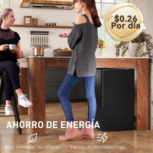Nevera Pequeña con Congelador 91L Silenciosa Puerta Reversible Temperatura Regulable y Estantes Ajustables Negro [3]