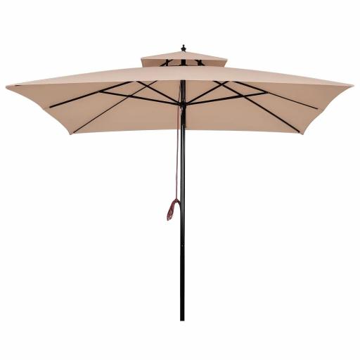 Parasol de Jardín de Metal 3x3x3 m con Doble Techo Impermeable y Manivela para Terraza Balcón Exterior Beige [8]