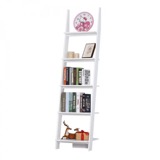 Estantería de Escalera Moderna Estantería para Libros Librería con 5 Estantes para Salón Oficina 50x40x195 cm Blanco [9]