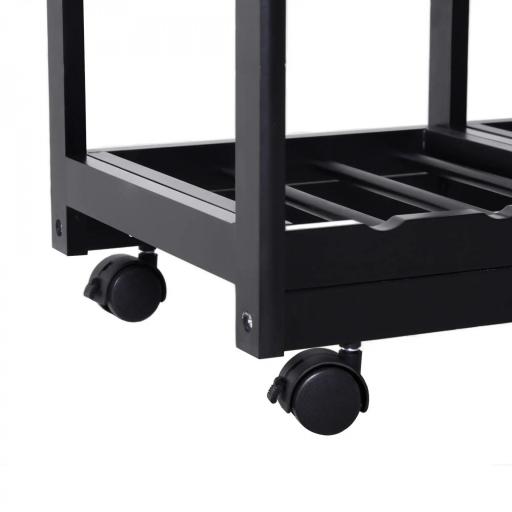 Carrito Auxiliar con Ruedas Carrito Verdulero Carro de Cocina con 2 Cajones 2 Cestas y 2 Estantes 74x37x76 cm Negro [7]
