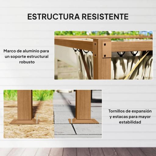 Pérgola de Jardín 4x3 m con Techo Retráctil Mosquiteras Laterales de Malla y Marco de Aluminio para Terraza Natural [2]