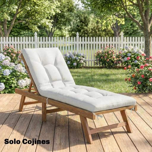 Cojín para Banco Exterior con Correas de Sujeción Protección UV50+ Rebote Lento Interior Exterior 198x65x13 cm Crema [7]