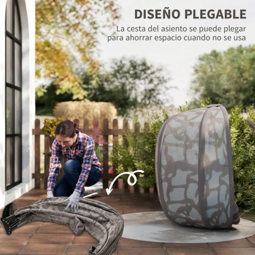 Silla Colgante con Soporte de Acero Sillón Colgante Hamaca con Cesta Plegable y Cojines para Interiores y Exterior Carga 120 kg 126x96x172 cm Marrón [4]
