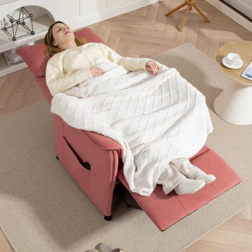 Sillón Reclinable con Motor sin Escobillas Reposapiés Tapizado Resistente y Bolsillos Laterales 80x83x104 cm Naranja [6]