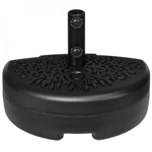 Base de Pared para Sombrilla Ø38/48 mm Soporte Semicircular de Parasol Rellenable de Arena 21 kg o Agua 18 kg para Jardín Patio Terraza Exterior 50x31x38 cm Negro [8]