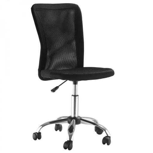 Silla de Escritorio Giratoria sin Brazos Silla de Malla con Altura Ajustable Carga 100 kg 43x58x90-100 cm Negro [8]