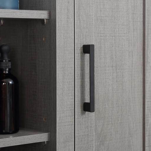 Armario de Baño de Pared con 3 Estantes Abiertos y 1 Puerta Mueble Auxiliar Suspendido Moderno 48x20x50 cm Gris [6]