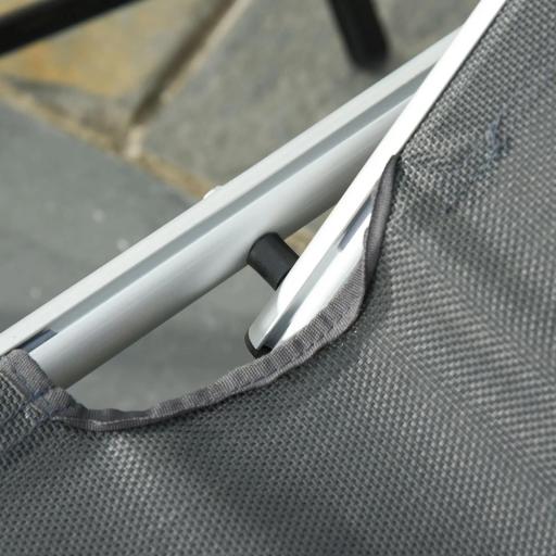 Tumbona Plegable Reclinable de Aluminio con Reposacabezas Extraíble y Respaldo Transpirable Ajustable en 4 Posiciones para Jardín Terraza Camping Exterior 165x60x76 cm Gris [7]