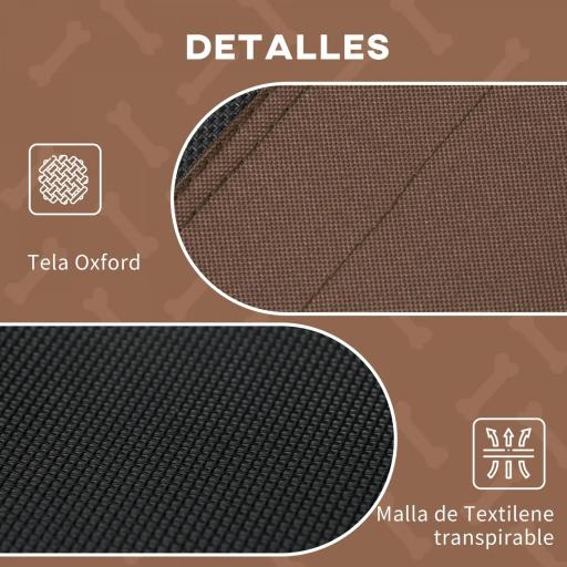 Cama Elevada para Mascotas con Toldo Extraíble Tela Transpirable para Interior y Exterior 122x92x108 cm Marrón [5]