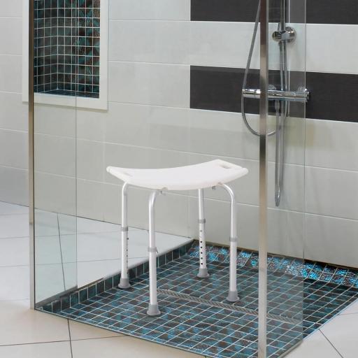 Taburete de Ducha Silla Baño Ortopedica 8 Posiciones Altura Regulable con Tapones de Goma Antideslizantes [3]