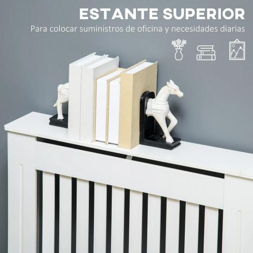 Cubreradiador de MDF Cubierta para Radiador para Salón Dormitorio Pasillo 172x19x81 cm Blanco [5]