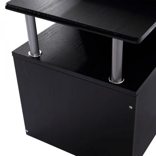 Mesa de Escritorio con 6 Estantes Cajón Bandeja de Teclado y Soportes para Monitor Impresora 152x60x88 cm Negro [7]