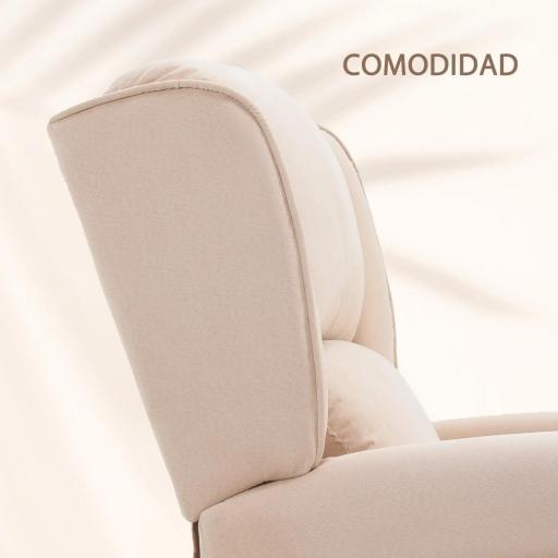 Sillón de Masaje Reclinable con Mando a Distancia 2 Zonas de Masaje y Tapizado en Tejido de Ante 78x83x101 cm Crema [5]