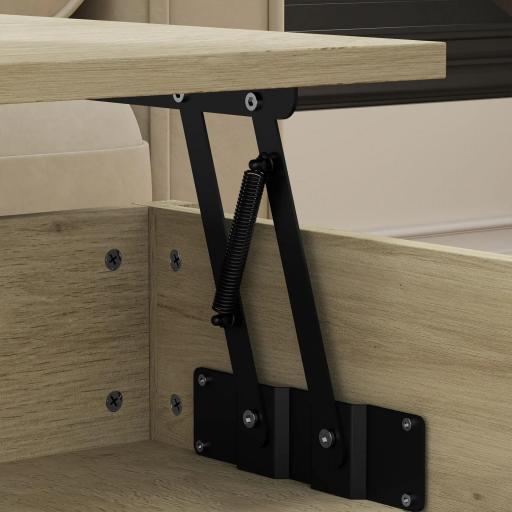 Mesa de Centro Elevable con Almacenamiento Compartimento Oculto Cajones y Estante Abierto 100x50x48-62 cm Roble [7]