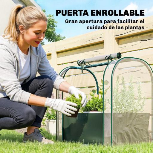 Mini Invernadero con Bolsa de Plantación Invernadero Pequeño Portátil para Interior y Exterior 68x50x70 cm Verde [4]