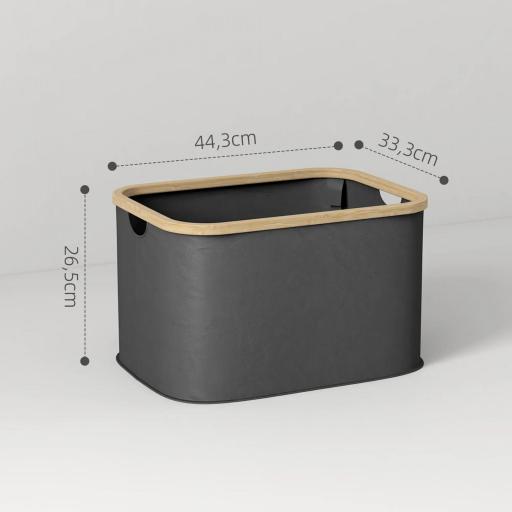 Cesto de la Ropa Sucia Plegable 36 L con Asas para Baño Dormitorio Lavadero 44,3x33,3x26,5 cm Negro [1]