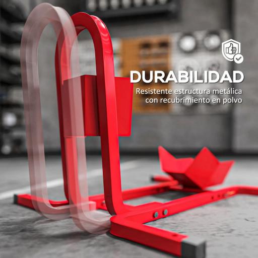 Caballete de Moto Delantera Soporte para Rueda Delantera de Moto Ajustable en 3 Niveles 60x55x43 cm Rojo [4]