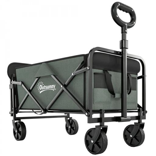 Carro de Jardín Plegable con Mango Telescópico Ajustable Puerta Trasera Expandible para Campaña y Compra Verde [10]