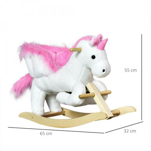 Juguete mecedor unicornio con función de sonido, base de madera y asas, caballito mecedor de peluche, para niños de 1,5 a 3 años [6]