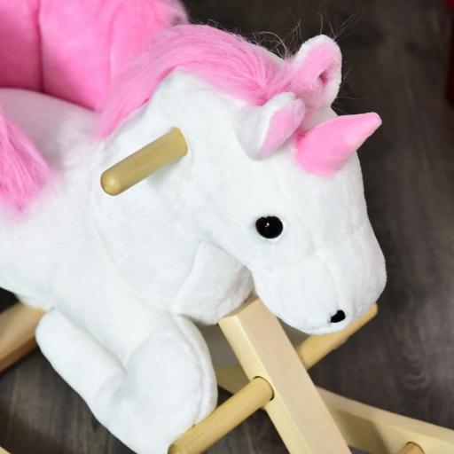 Juguete mecedor unicornio con función de sonido, base de madera y asas, caballito mecedor de peluche, para niños de 1,5 a 3 años [3]
