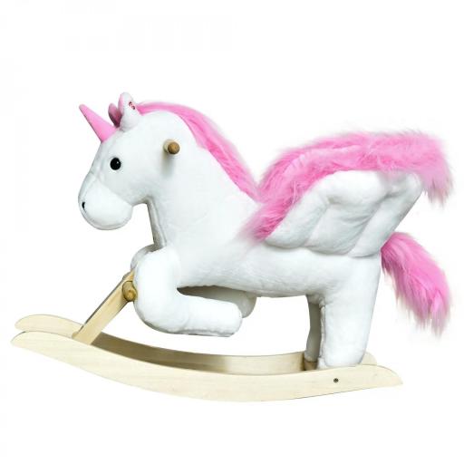Juguete mecedor unicornio con función de sonido, base de madera y asas, caballito mecedor de peluche, para niños de 1,5 a 3 años [2]
