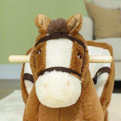 Caballo Balancín para Niños de 18-36 Mesas con Sonido Asas Cinturón de Seguridad Carga 25 kg 68x33x45 cm Marrón [6]