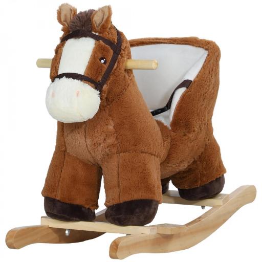 Caballo Balancín para Niños de 18-36 Mesas con Sonido Asas Cinturón de Seguridad Carga 25 kg 68x33x45 cm Marrón [4]
