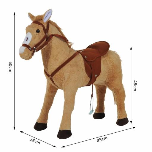 Caballo de Juguete para Niños de +2 Años con Sonidos y Estructura de Metal Carga 60kg 85x28x60 cm Beige [1]