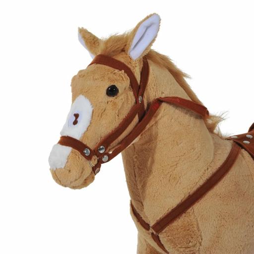 Caballo de Juguete para Niños de +2 Años con Sonidos y Estructura de Metal Carga 60kg 85x28x60 cm Beige [3]