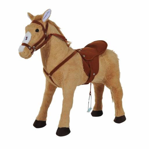 Caballo de Juguete para Niños de +2 Años con Sonidos y Estructura de Metal Carga 60kg 85x28x60 cm Beige [5]