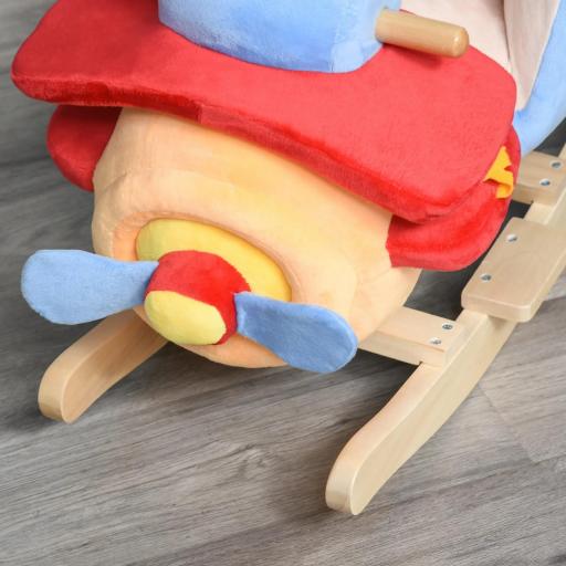 Caballo Balancín para Niños de +18 Meses Avión de Peluche con Música y Cinturón Seguridad Caballito Infantil 60x33x45 cm Multicolor [7]