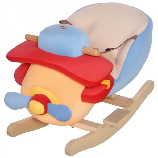 Caballo Balancín para Niños de +18 Meses Avión de Peluche con Música y Cinturón Seguridad Caballito Infantil 60x33x45 cm Multicolor [3]