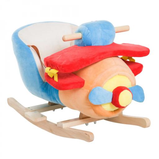 Caballo Balancín para Niños de +18 Meses Avión de Peluche con Música y Cinturón Seguridad Caballito Infantil 60x33x45 cm Multicolor [5]