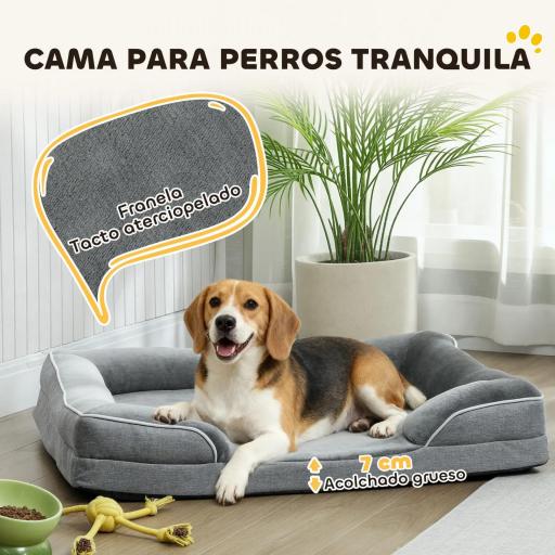 Cama para Perros Medianos Cama para Gatos con Base Antideslizante Funda Extraíble y Lavable 91,5x68,5x16,5 cm Gris [6]