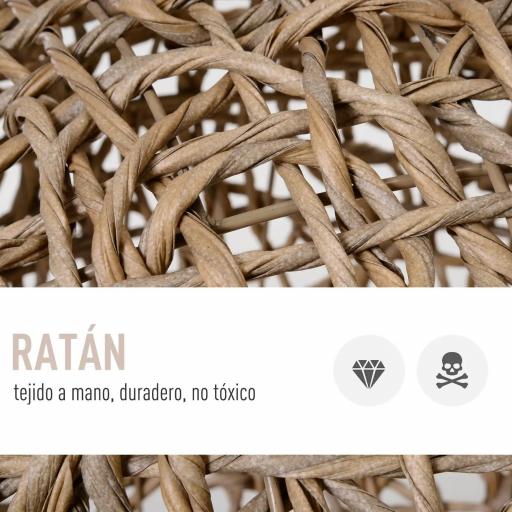 Cama Cueva de Ratán para Gatos o Mascotas Pequeña con Base Trípode Cojín de Felpa y Algodón Suave Diseño Elevado Estable Φ52x58 cm Madera Natural [4]