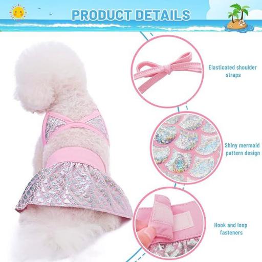 Talla: M - Darryy Biquini para Perros Pequeños, Ropa de Verano, Accesorios para Mascotas, Rosa [2]