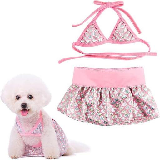 Talla: M - Darryy Biquini para Perros Pequeños, Ropa de Verano, Accesorios para Mascotas, Rosa
