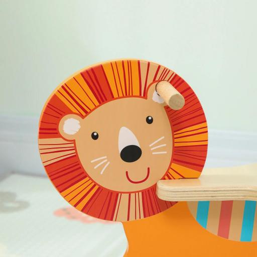 Caballo mecedor con diseño de león, capacidad 25 kg, 2-5 años, madera, naranja [5]