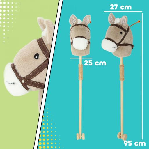 Caballito de palo para niños con sonido y ruedas, bastón de madera, para niños desde 24 meses, gris [1]