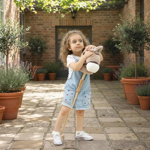 Caballito de palo para niños con sonido y ruedas, bastón de madera, para niños desde 24 meses, gris [4]