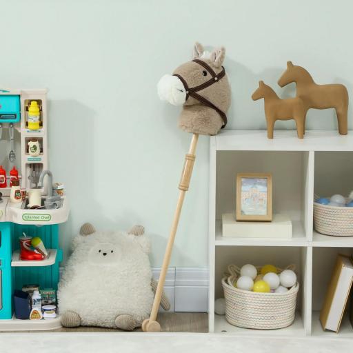 Caballito de palo para niños con sonido y ruedas, bastón de madera, para niños desde 24 meses, gris [2]