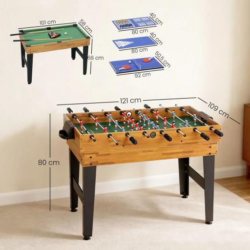 Mesa Multijuegos 13 en 1 con Futbolines para Niños Billar Ping-pong Hockey Ajedrez Damas Backgammon y Accesorios [3]