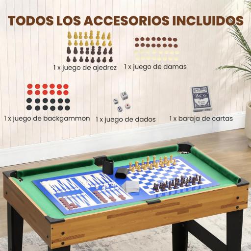 Mesa Multijuegos 13 en 1 con Futbolines para Niños Billar Ping-pong Hockey Ajedrez Damas Backgammon y Accesorios [5]