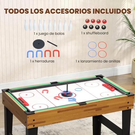 Mesa Multijuegos 13 en 1 con Futbolines para Niños Billar Ping-pong Hockey Ajedrez Damas Backgammon y Accesorios [1]