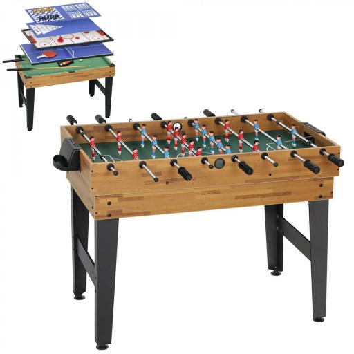 Mesa Multijuegos 13 en 1 con Futbolines para Niños Billar Ping-pong Hockey Ajedrez Damas Backgammon y Accesorios [8]