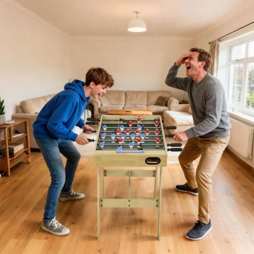 Futbolín para Niños de Madera Mesa de Futbolín con 2 Marcadores 8 Asas y 22 Jugadores 114x78x88 cm Natural