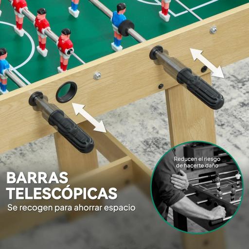 Futbolín para Niños de Madera Mesa de Futbolín con 2 Marcadores 8 Asas y 22 Jugadores 114x78x88 cm Natural [1]