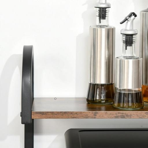 Estantería de Cocina de 4 Niveles con Ganchos Estantería para Microondas 60x40x125 cm Marrón Rústico y Negro [7]